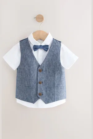 Next Cotton/Linen Blend Waistcoat, Shirt & Bow Tie Set (3mths-9yrs) 6