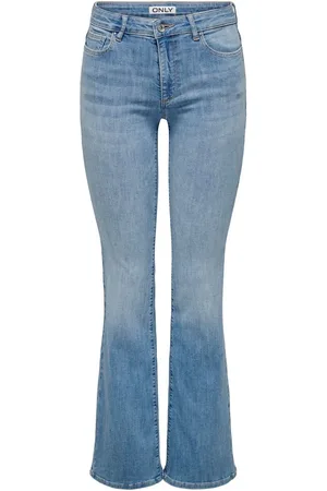 ONLY Navy Blue Mid Waist Flared Jeans With Comfort Stretch S Long