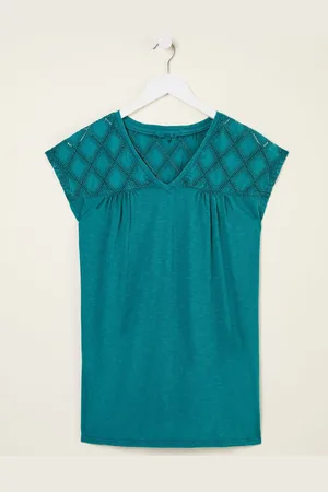 Fat Face FatFace Sandi Dark Teal Blue Embroidered Tunic 6