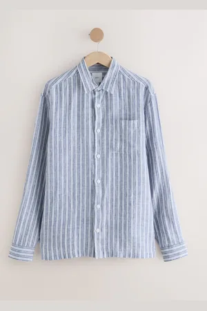 Next Signature 100% Linen Stripe Long Sleeve Shirt S