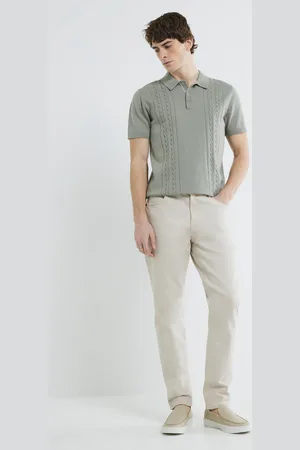 River Island Slim Fit Cable Knit 100% Cotton Polo Shirt XXL