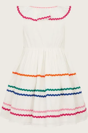 Monsoon Sleeveless Collared Ric Rac 100% Cotton Dress 5