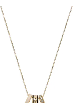 Coach Gold Tone Signature Rondelle Pendant Necklace One