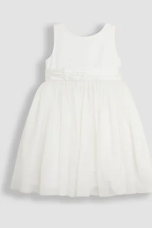 JoJo Maman Bébé Girl Satin Flower Dress With Satin Sash 6