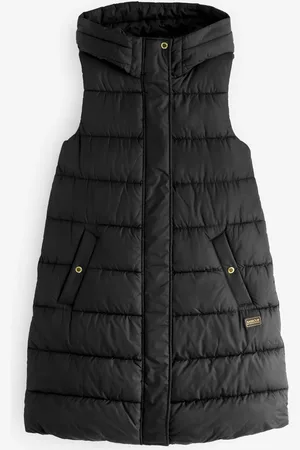 Barbour Greyson Long Length Baffle Quilt Black Gilet AU 12