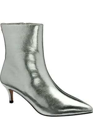 Ravel Silver Stiletto Heel Zip Up Ankle Boots AU 6 (EU 32)