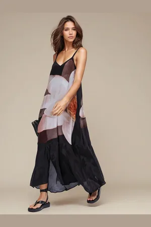 Religion Jade Maxi Dress With Thick Straps And Large Floral Placement AU 10