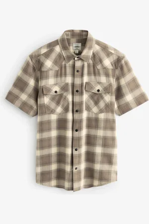Next Short Sleeve Check Twin Pocket Western 100% Cotton Shirt L