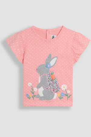 JoJo Maman Bébé Pink Bunny Frill Sleeve T-Shirt 6