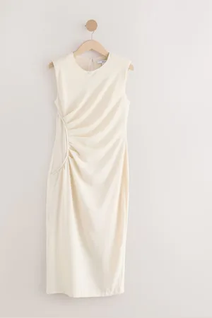 Next Sleeveless Column Rouched Midi Dress AU 16 Tall