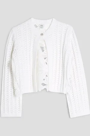 River Island White Girls Lace Back Cardigan 7