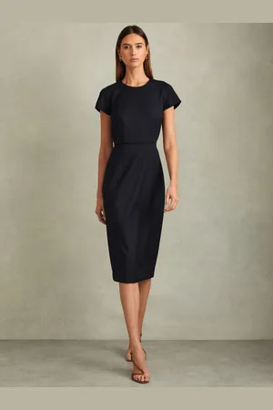Reiss Serena Textured Cap Sleeve Midi Dress AU 4