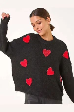 Roman Black Heart Detail Knit Jumper S