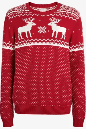 The Little Tailor Mens Christmas 100% Cotton Reindeer Fairisle Pattern Jumper S
