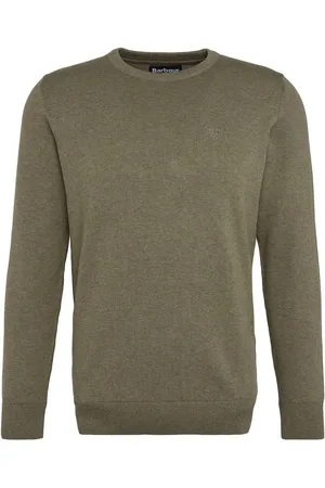 Barbour Green Mens 100% Cotton Pima Crew Neck Jumper S
