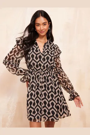 Friends Like These Petite Long Sleeve Chiffon Frill Mini Dress AU 16