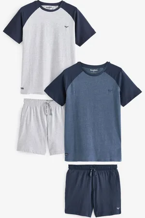 Threadbare Blue Short Sleeve Cotton Blend Pyjamas Set 2 Pack medium