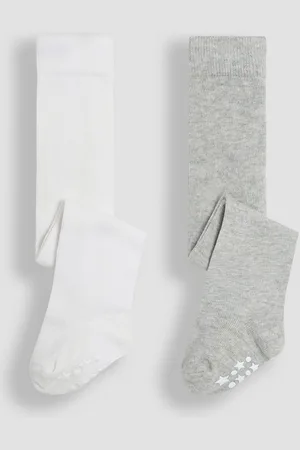 JoJo Maman Bébé Grey 2-Pack Cotton Rich Tights Upto 6 Months (50