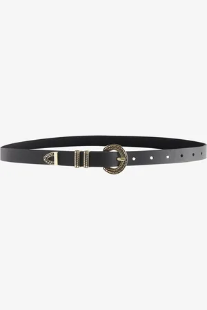 Next Black Leather Skinny Western Belt L
