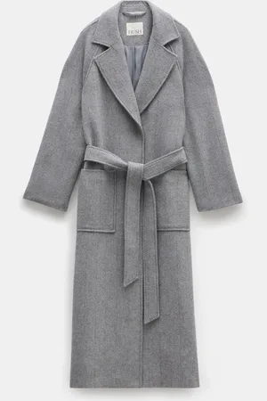 Hush Puppies Grey Kaitlin Wool Blend Herringbone Coat L-XL