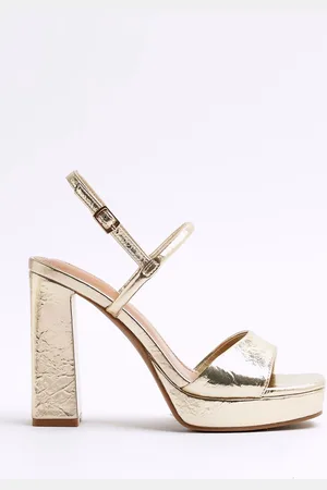 River Island Gold Sling Back Platform Sandals AU 10 (EU 41)