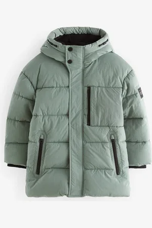 Next Sage Green Utility Fleece Lined Hooded Padded Puffer Coat (3-16yrs) 9 Years (134cm)
