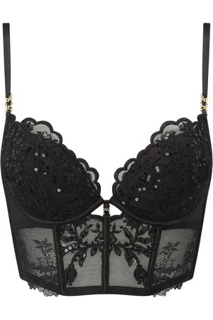 Ann Summers Black The Icon Embroidered Padded Corset Bustier 12 B-C