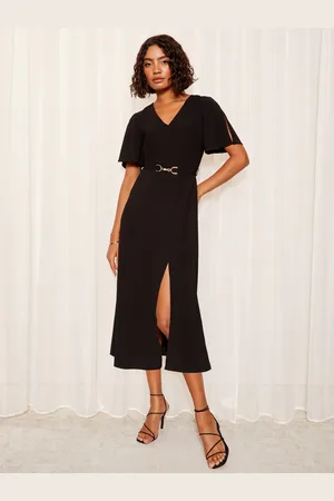 Friends Like These Short Tulip Sleeve Ruched Body Midi Dress AU 10