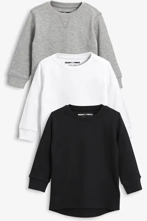 Next Black/White Long Sleeve Textured T-Shirts 3 Pack (3mths-7yrs) 9