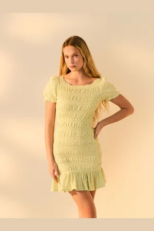Next Shirred Puff Sleeve Mini Dress AU 10 Tall