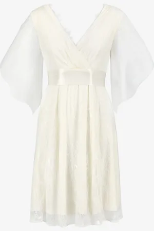 Séraphine Short Lace V-Neck Maternity Wedding Dress AU 14