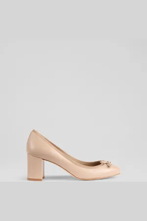 LK Bennett Juliette Fawn Nappa Leather High Heel Grosgrain Ballerina Courts AU 10 (EU 41)