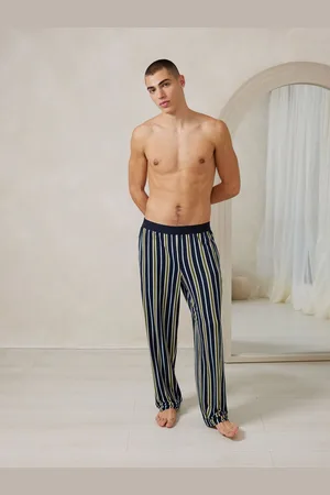 Chelsea Peers Black Multi Stripe Long Pyjama Bottoms L