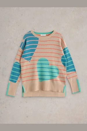 White Stuff Natural Olive Heart Jumper AU 14