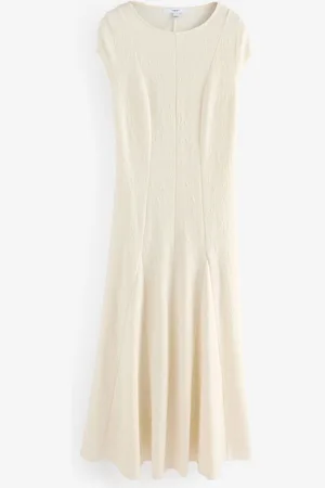 Next Cap Sleeve Jacquard Midi Dress AU 22