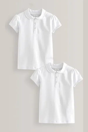 Next Cotton Stretch Frill Collar School Polo Tops 2 Pack (3-16yrs) 5 Years (110cm)