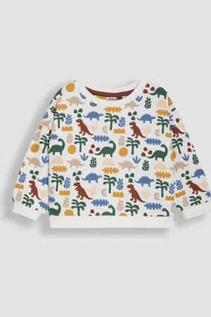 JoJo Maman Bébé Ecru Cream Papercut Dino Print Sweatshirt 6
