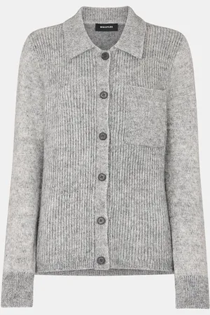 Whistles Grey Isla Ribbed Cardigan L