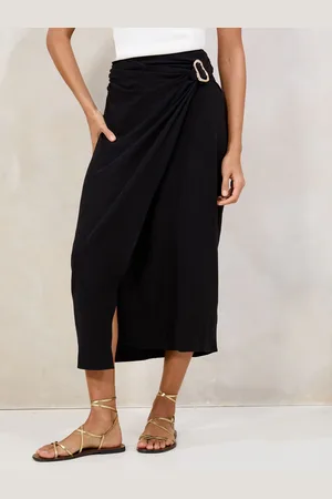 Lipsy London Touch of Linen Wrap Midi Skirt AU 6