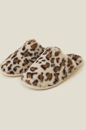 Accessorize Animal Print Faux Fur Slippers L