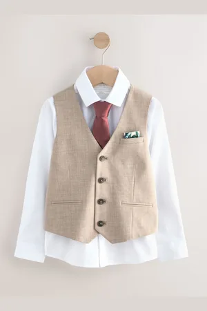 Next Neutral Waistcoat Shirt and Tie Set (12mths-16yrs) 3 Years (98cm)