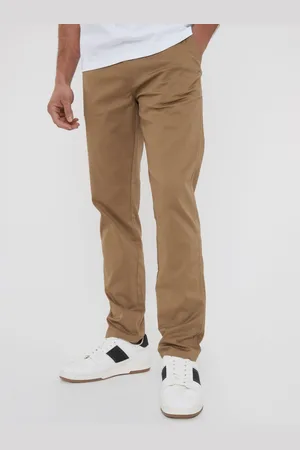 Threadbare Dark Stone Regular Fit Chino Trousers with Stretch 34