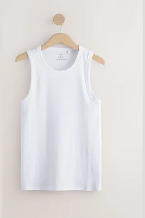 Next White Slim Fit Ribbed Vest 5XL