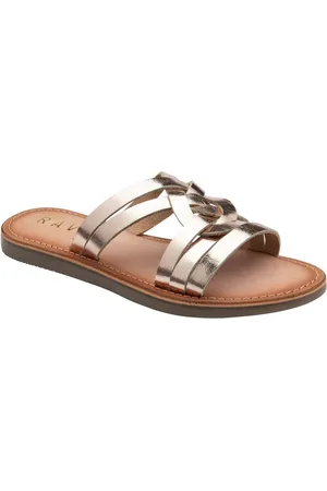 Ravel Gold Leather Flat Mule Sandals AU 5 (EU 36)