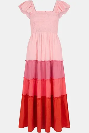 Accessorize Colourblock Tiered 100% Cotton Maxi Dress L