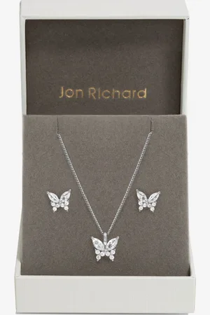 Jon Richard Silver Tone Cubic Zirconia Butterfly Set One