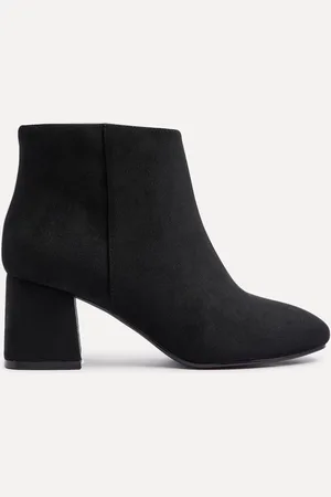 Linzi Black Suede Alba Wide Fit Block Heeled Ankle Boots AU 6 (EU 37)