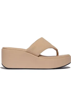 FitFlop Cream Platfforms Wedge Toe Post Sandals AU 6 (EU 37)