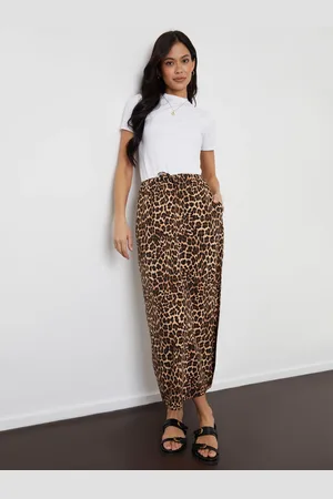 Threadbare Leopard Print Lightweight Jersey 100% Cotton Midi Skirt with Pockets AU 12