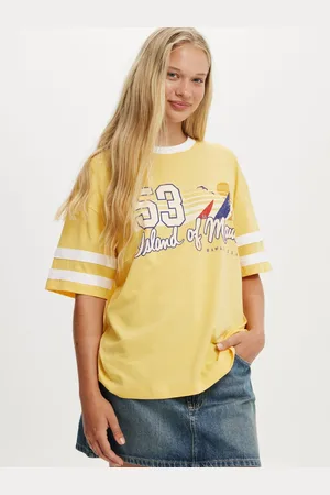 Cotton On Yellow The Boxy Graphic 100% Cotton T-Shirt S